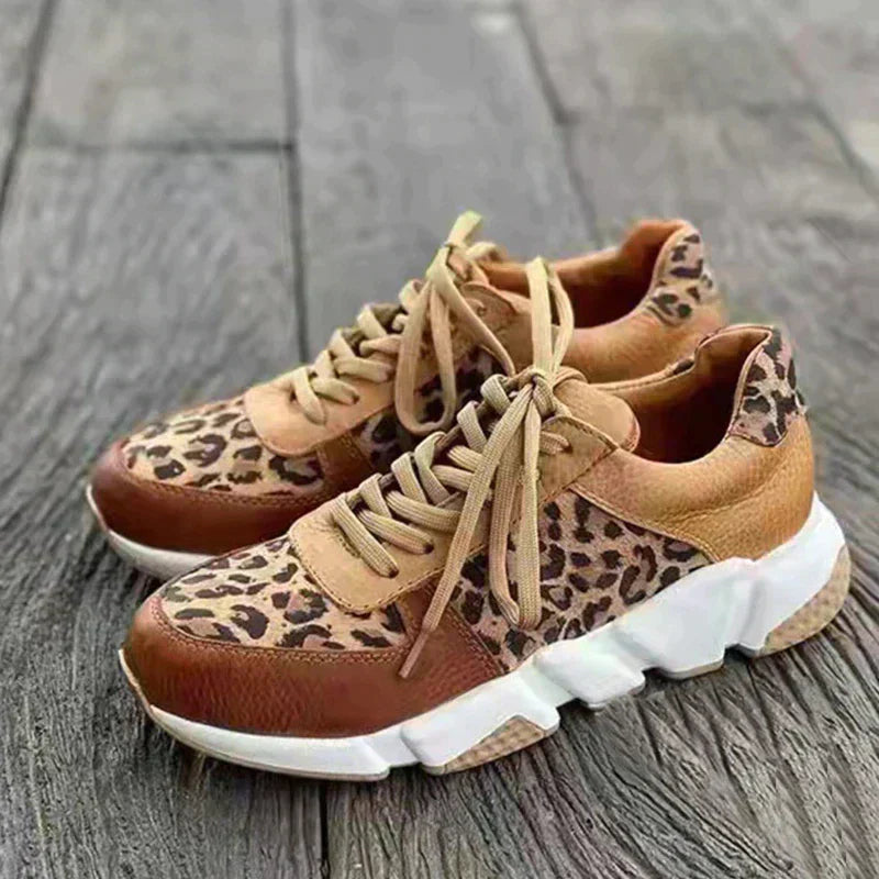 Knitted Leopard Print Lace Up Sneakers For Women | Iris