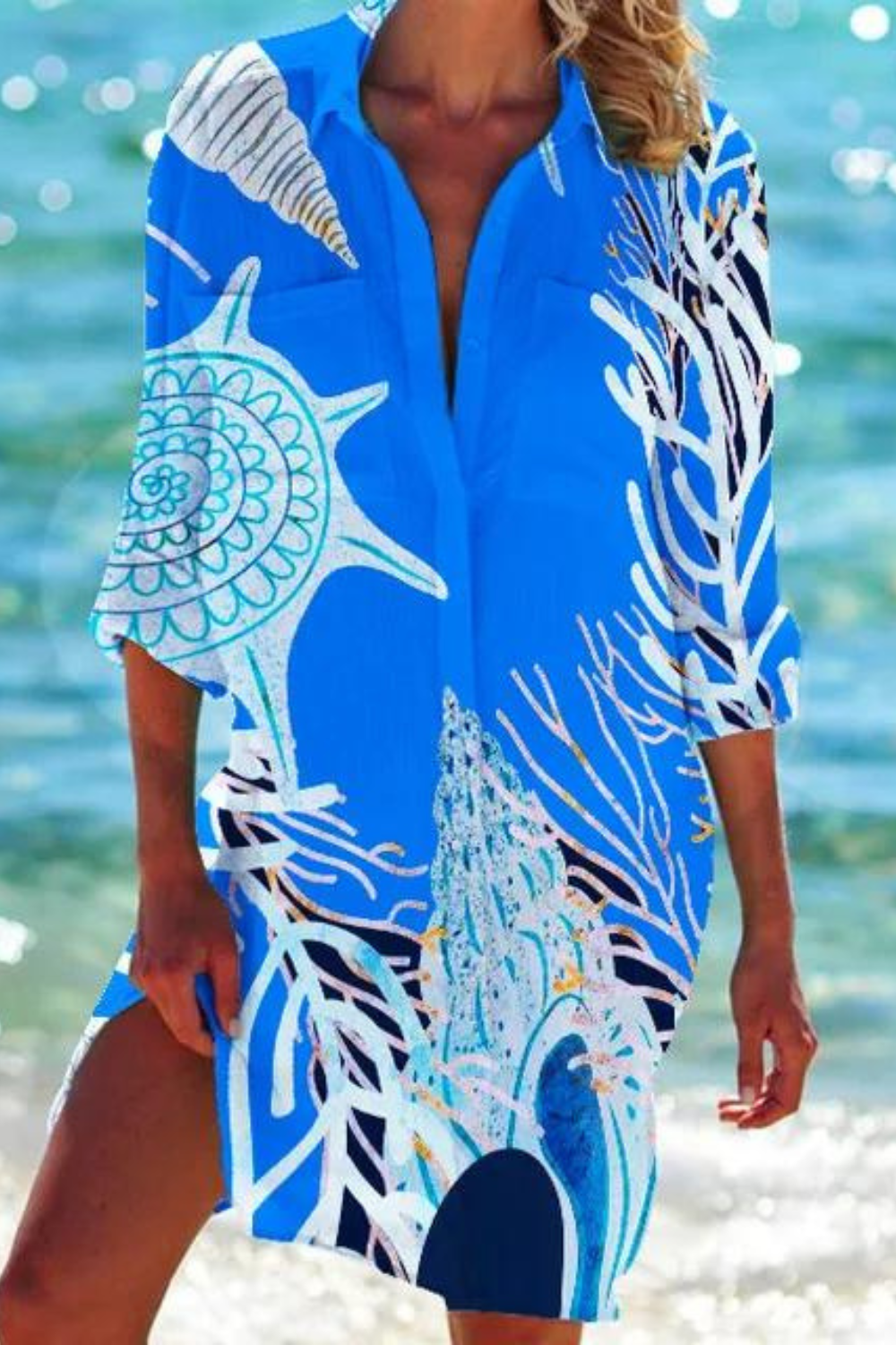 Swift Lightweight beach blouse with button-front design for women | Johanna
