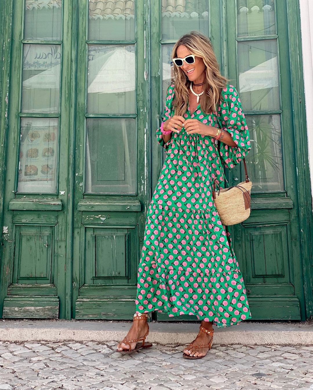 Romantic Bohemian Puff Sleeve Long Dress For Women | Isalora