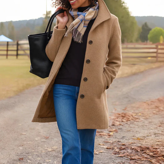 Awake Classic Button Front Heritage Coat For Women | Emilia