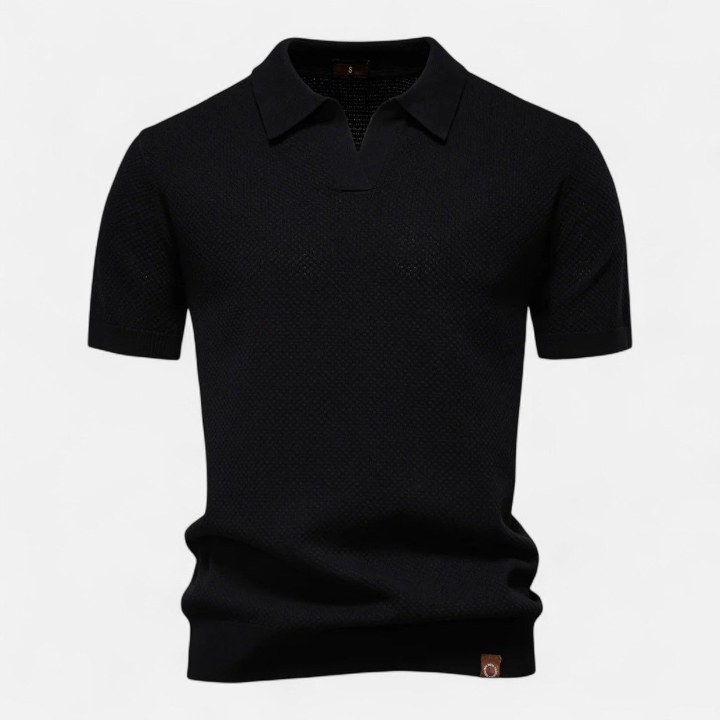 Tweed Knit polo shirt with button neck and long sleeves for men | Arlen