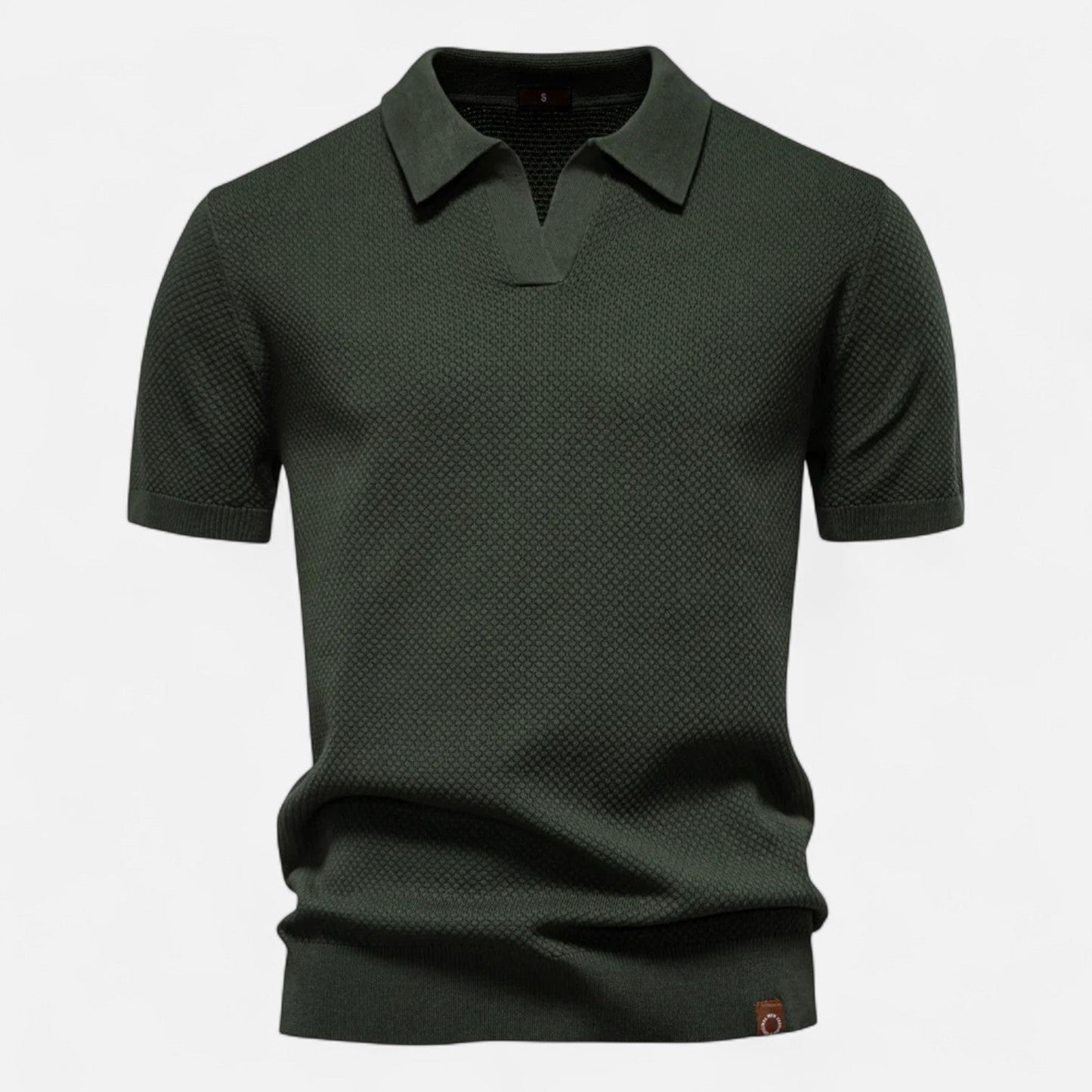 Tweed Knit polo shirt with button neck and long sleeves for men | Arlen
