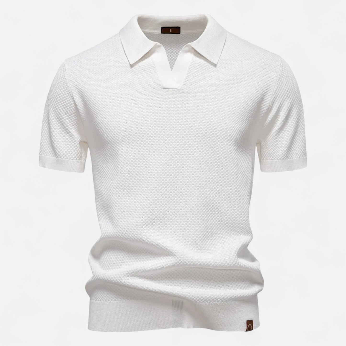 Tweed Knit polo shirt with button neck and long sleeves for men | Arlen