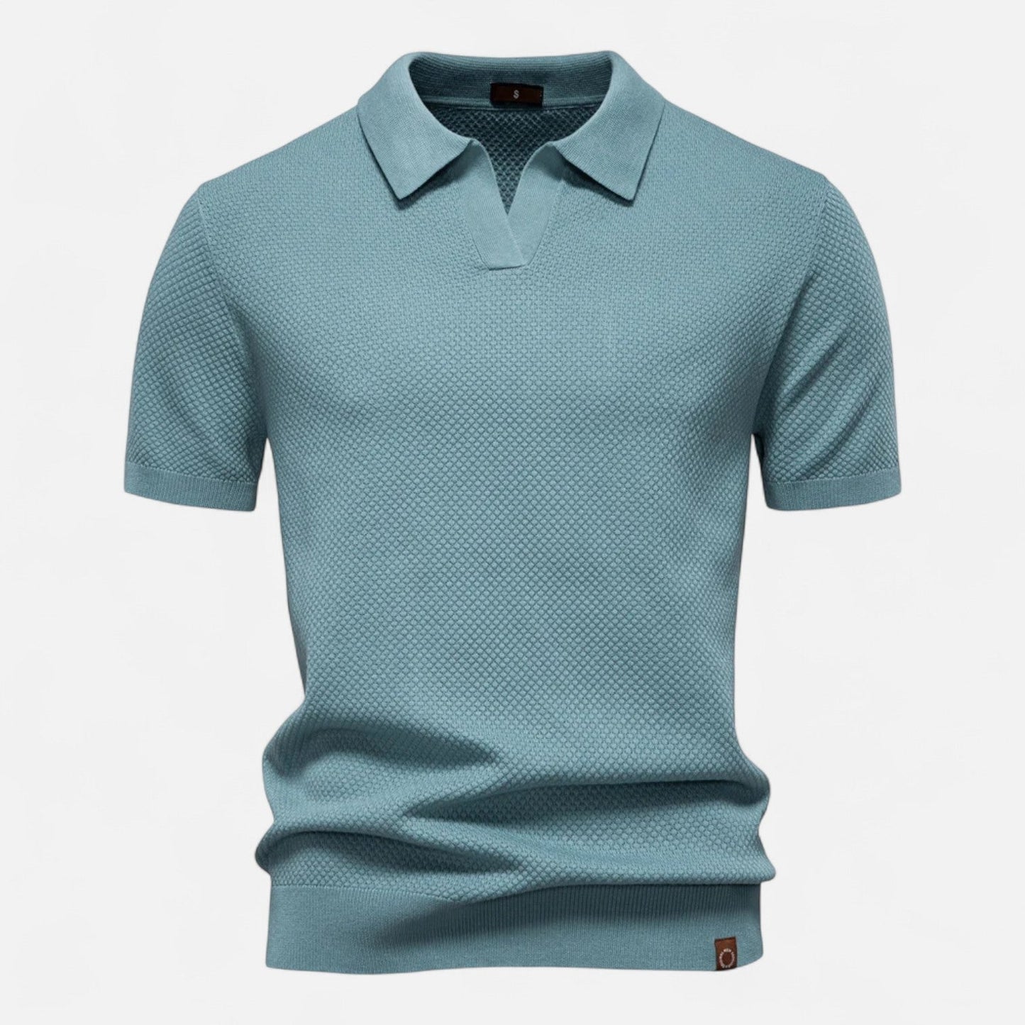 Tweed Knit polo shirt with button neck and long sleeves for men | Arlen