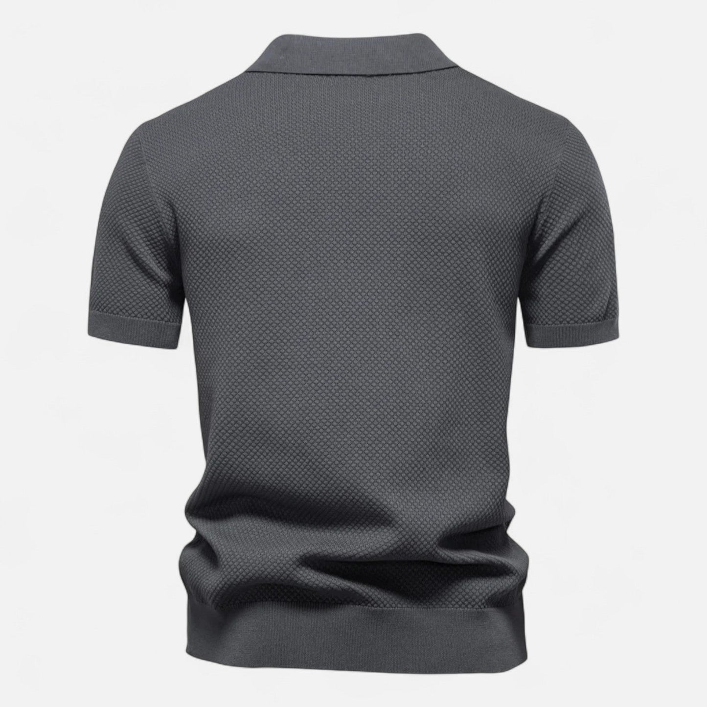 Tweed Knit polo shirt with button neck and long sleeves for men | Arlen