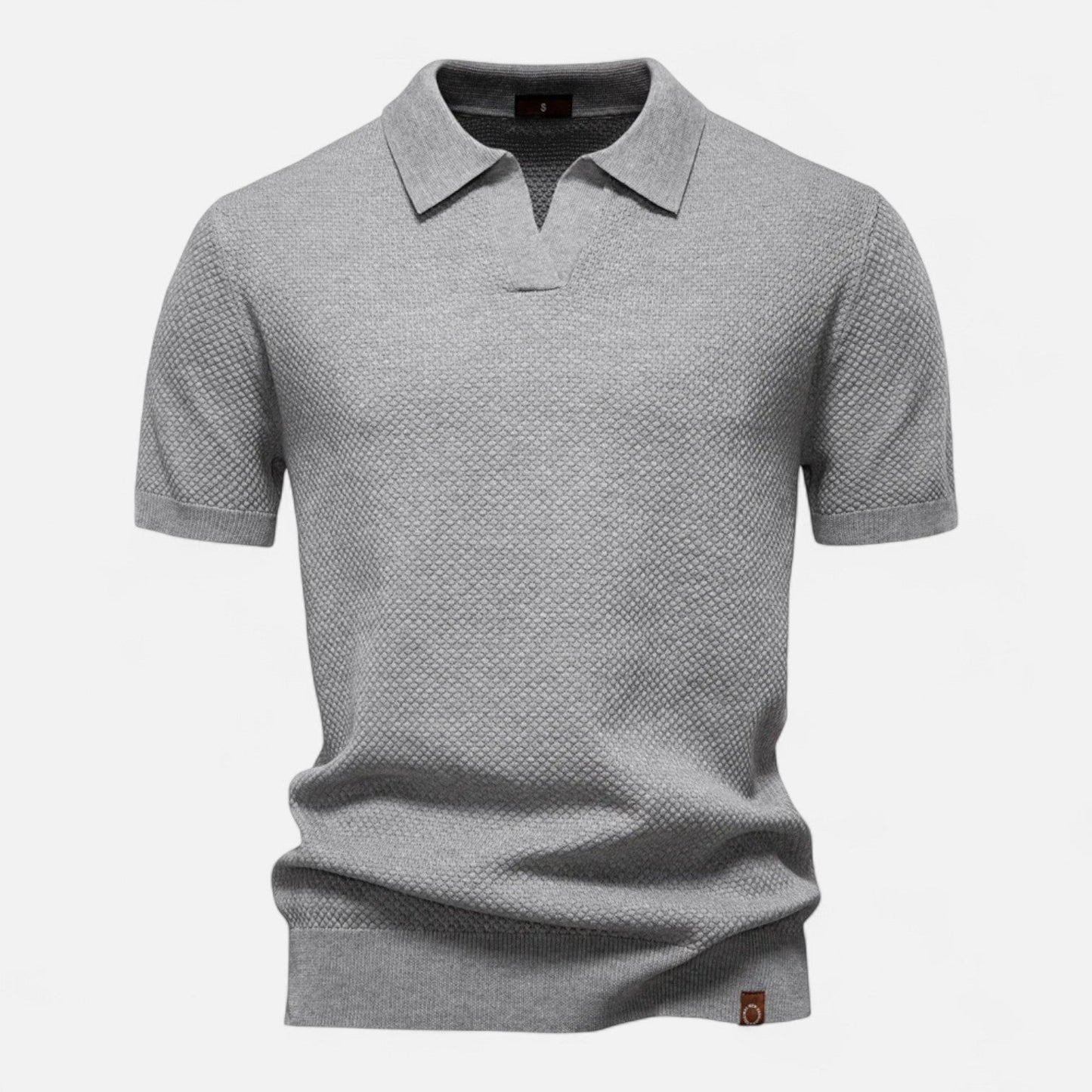 Tweed Knit polo shirt with button neck and long sleeves for men | Arlen