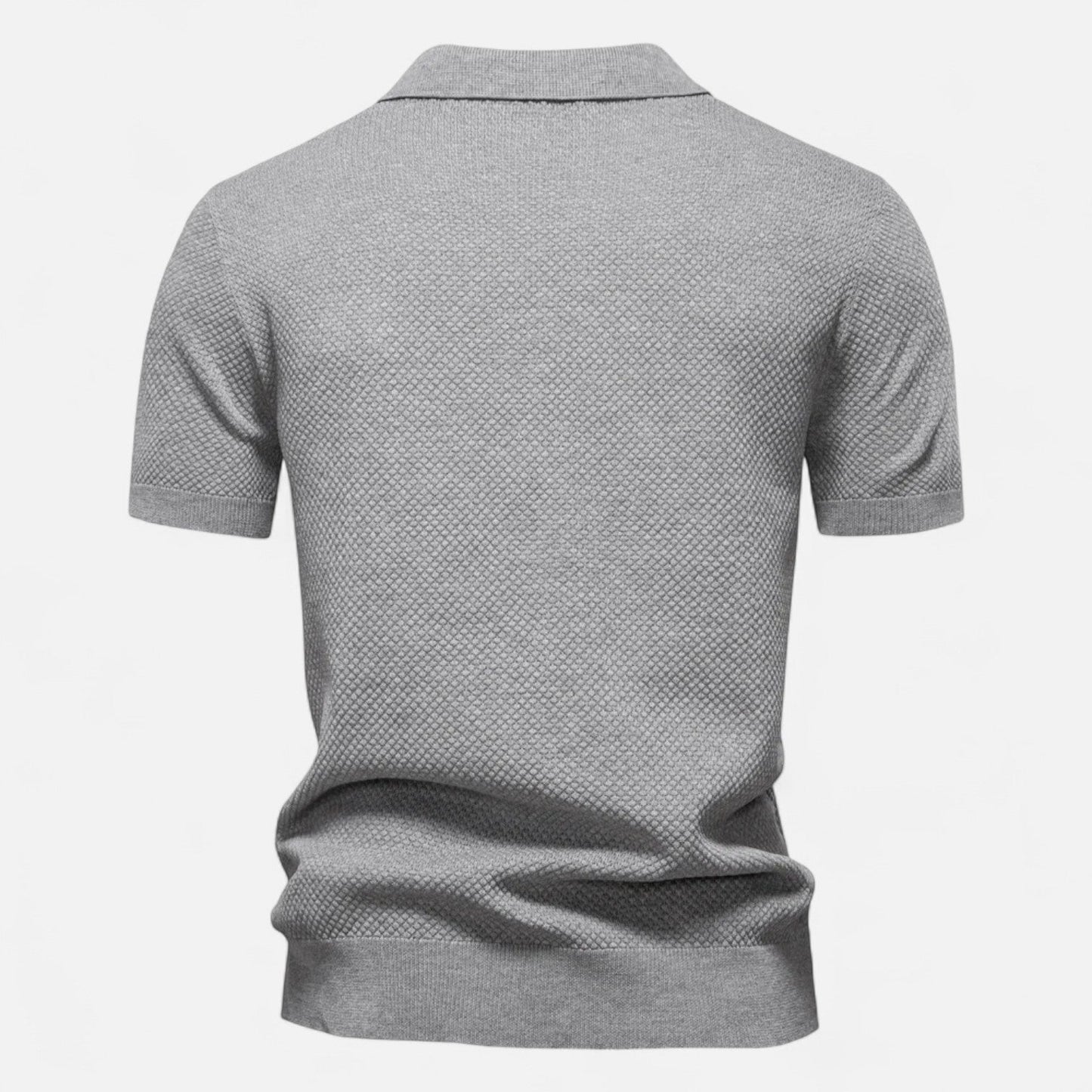 Tweed Knit polo shirt with button neck and long sleeves for men | Arlen