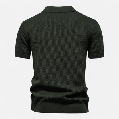 Tweed Knit polo shirt with button neck and long sleeves for men | Arlen