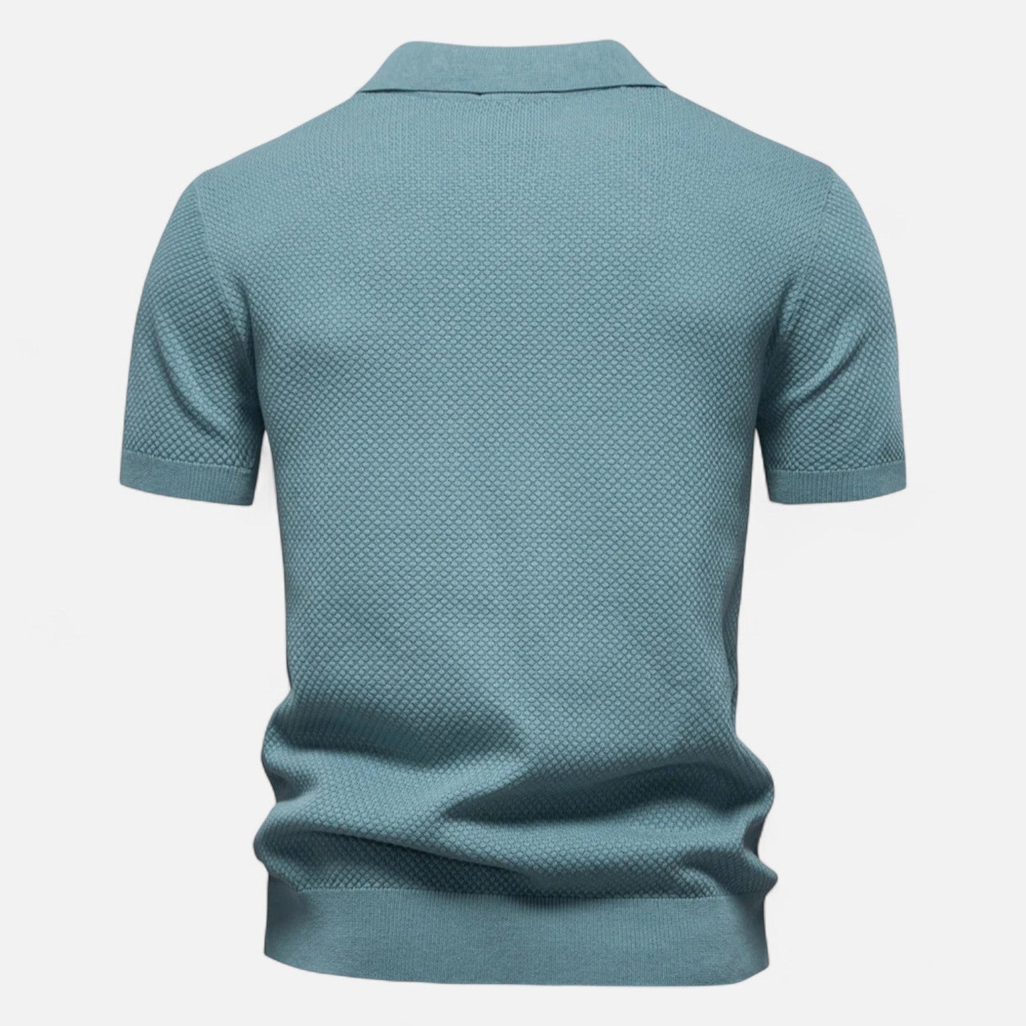 Tweed Knit polo shirt with button neck and long sleeves for men | Arlen