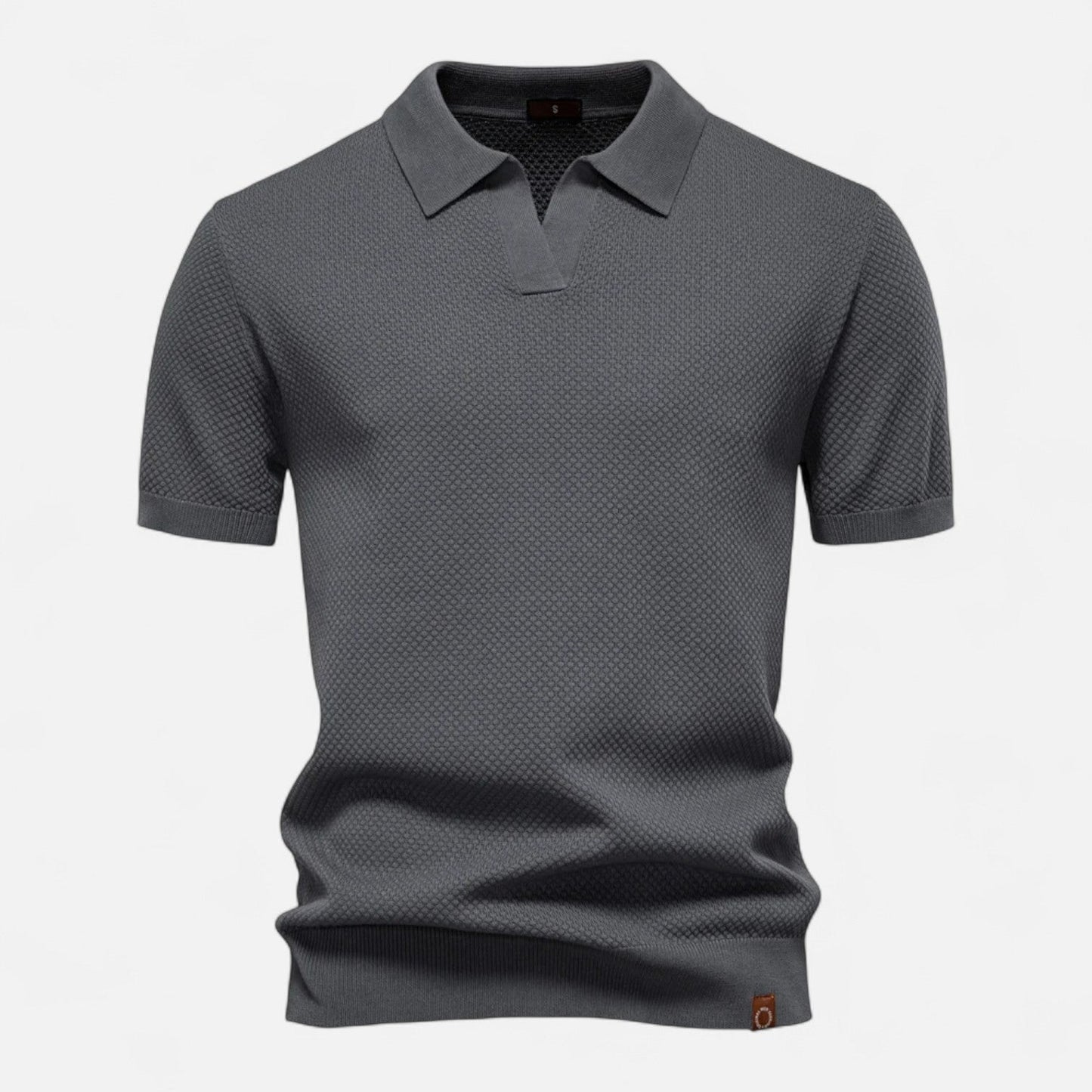 Tweed Knit polo shirt with button neck and long sleeves for men | Arlen