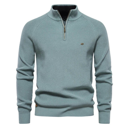 Cotton Half-zip knit sweater for men | Luke