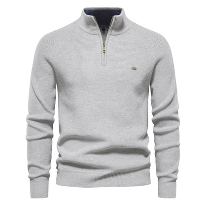 Cotton Half-zip knit sweater for men | Luke
