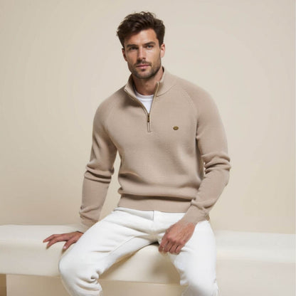 Cotton Half-zip knit sweater for men | Luke