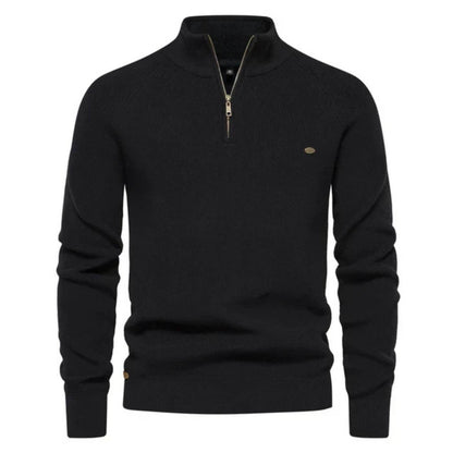 Cotton Half-zip knit sweater for men | Luke