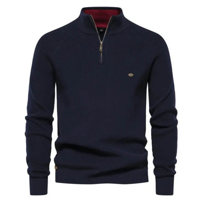 Cotton Half-zip knit sweater for men | Luke