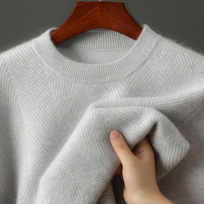 Embossed Textured Crew Neck Sweater for Men | Alcott