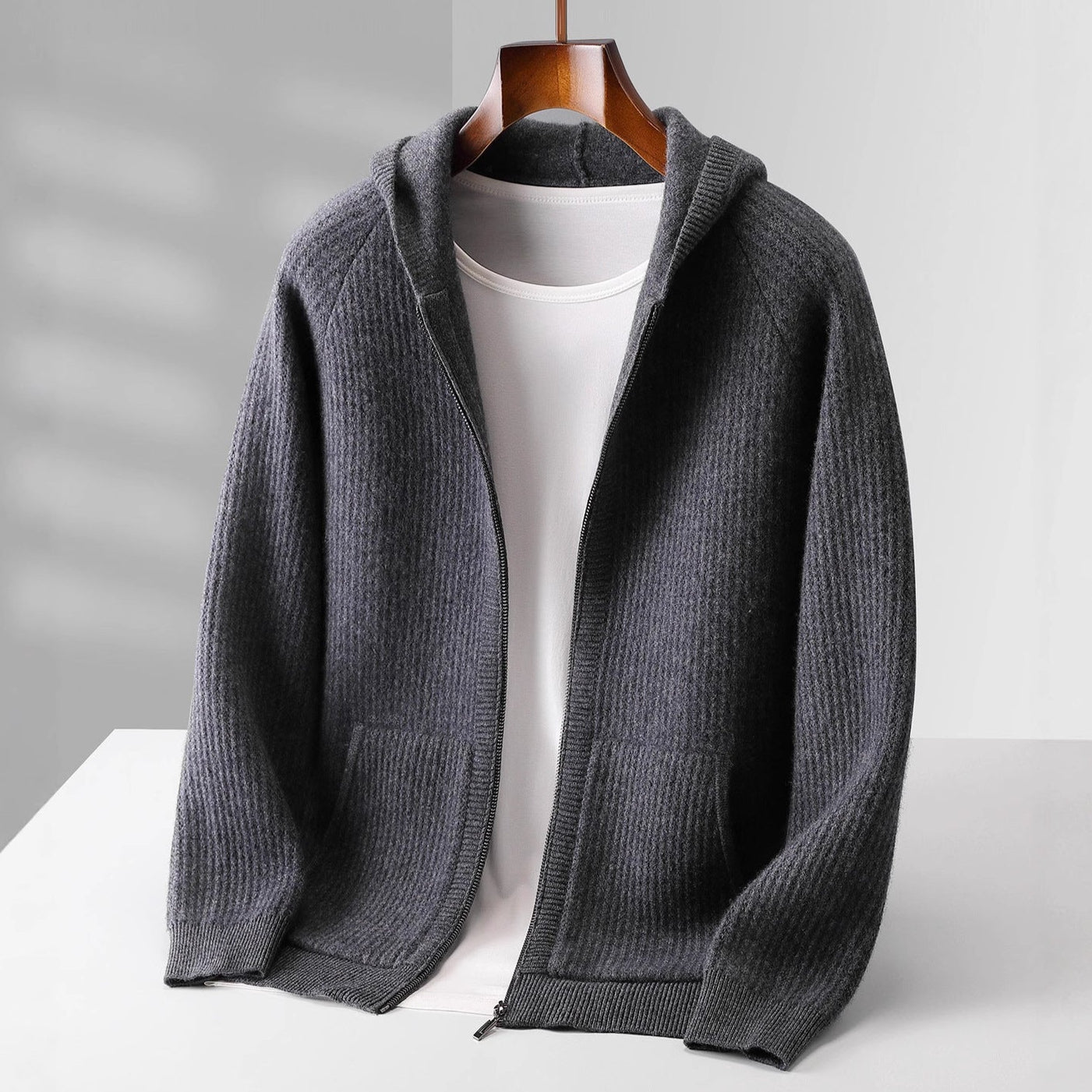 Gentle Refined Zip Hoodie for Men | Matteo