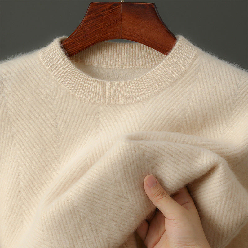 Embossed Textured Crew Neck Sweater for Men | Alcott