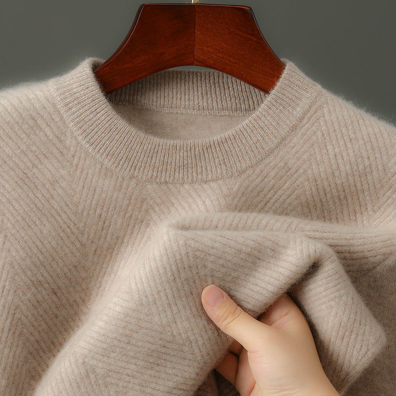Embossed Textured Crew Neck Sweater for Men | Alcott