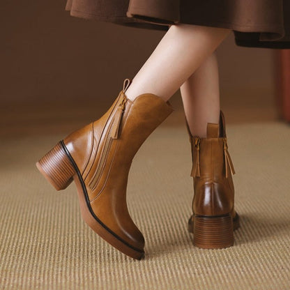 Herringbone Block Heel Ankle Boots for Women | Mirella