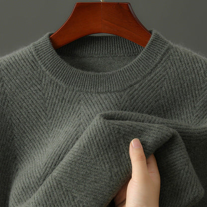 Embossed Textured Crew Neck Sweater for Men | Alcott
