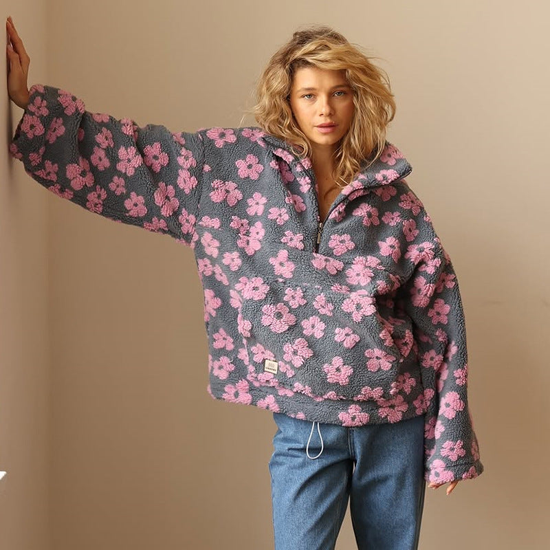 Silky Floral Hooded Sweatshirt For Women | Marielle