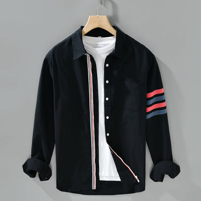 Midnight Stripe Detail Button Shirt For Men | Harris