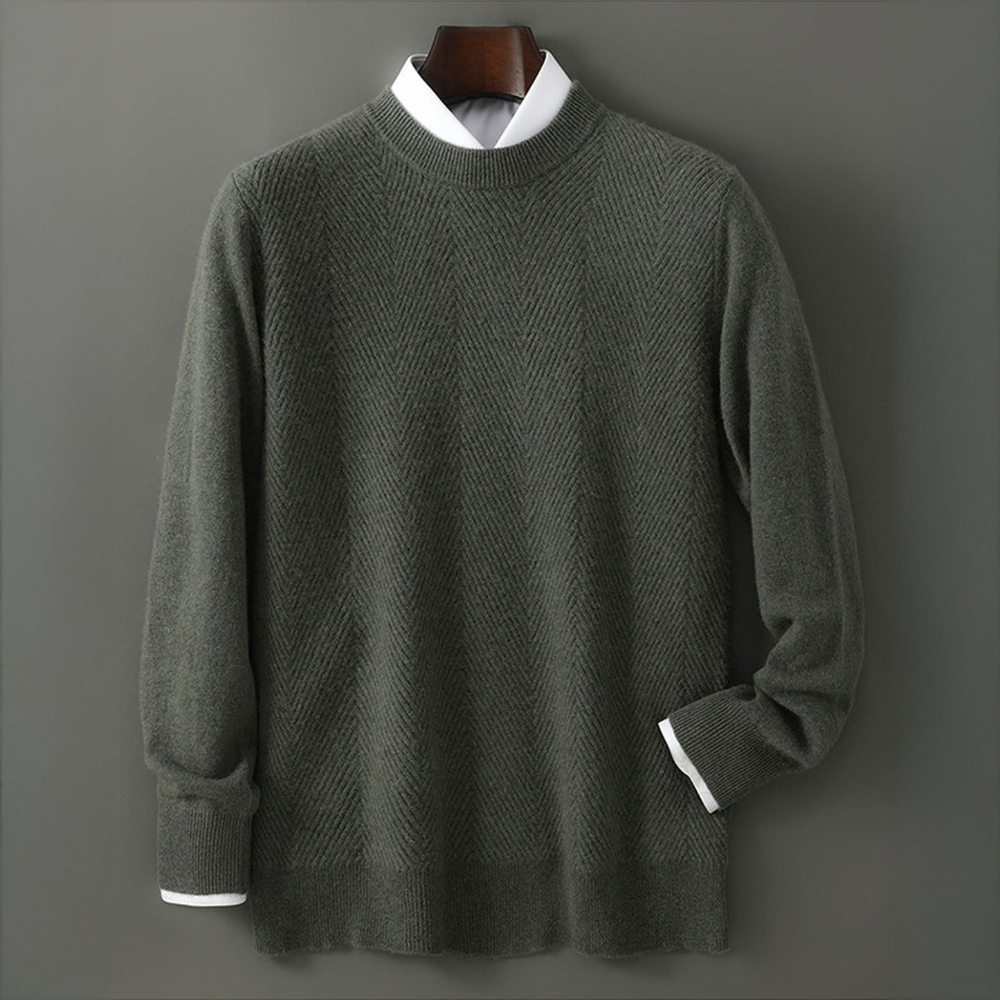 Embossed Textured Crew Neck Sweater for Men | Alcott