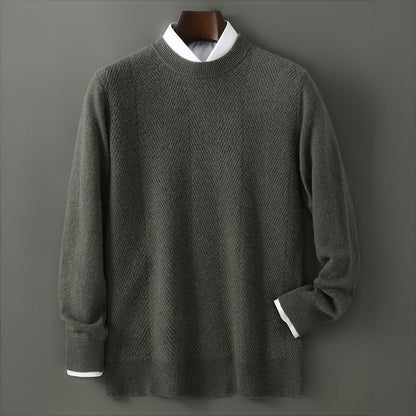 Embossed Textured Crew Neck Sweater for Men | Alcott