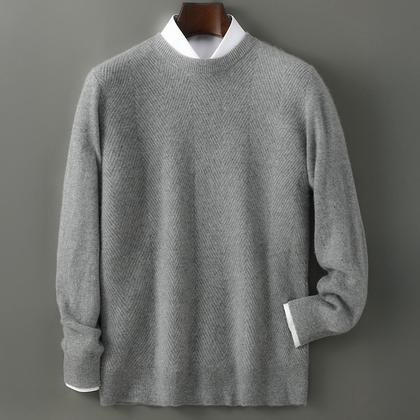 Embossed Textured Crew Neck Sweater for Men | Alcott