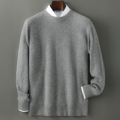 Embossed Textured Crew Neck Sweater for Men | Alcott