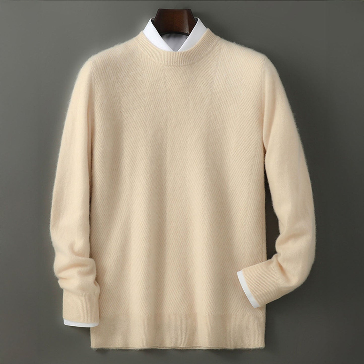 Embossed Textured Crew Neck Sweater for Men | Alcott