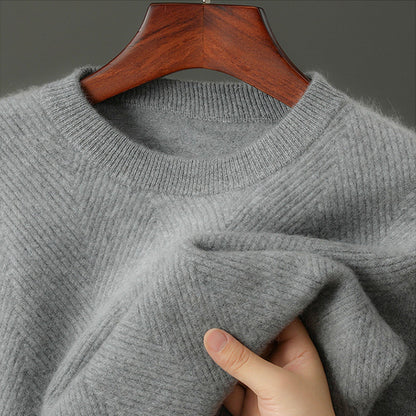 Embossed Textured Crew Neck Sweater for Men | Alcott