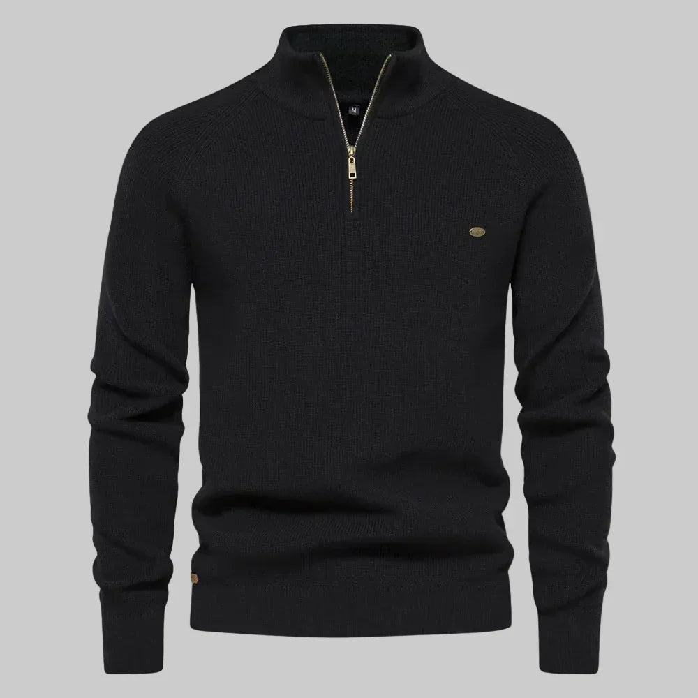 Graceful Half Zip Stand Collar Sweater For Men | Gerald