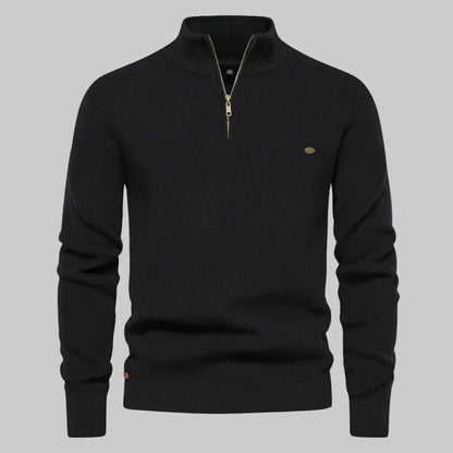 Graceful Half Zip Stand Collar Sweater For Men | Gerald