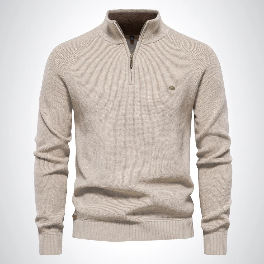 Graceful Half Zip Stand Collar Sweater For Men | Gerald