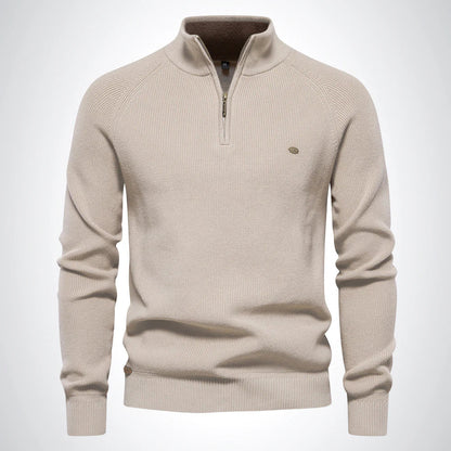 Graceful Half Zip Stand Collar Sweater For Men | Gerald