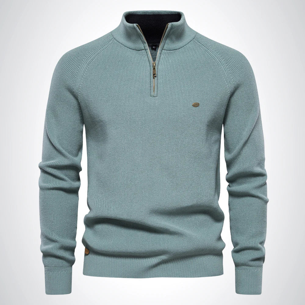Graceful Half Zip Stand Collar Sweater For Men | Gerald