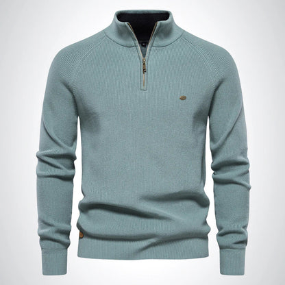 Graceful Half Zip Stand Collar Sweater For Men | Gerald