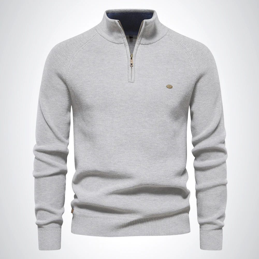 Graceful Half Zip Stand Collar Sweater For Men | Gerald