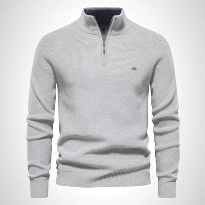 Graceful Half Zip Stand Collar Sweater For Men | Gerald