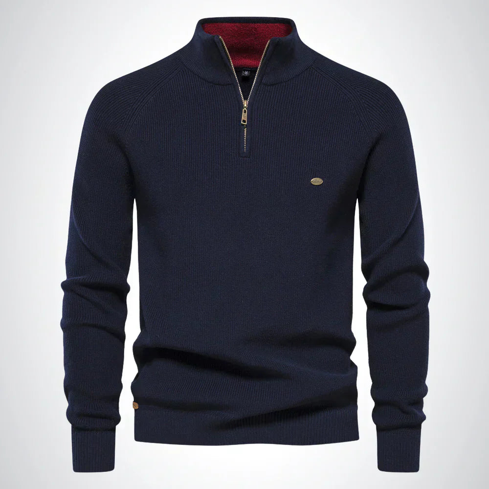 Graceful Half Zip Stand Collar Sweater For Men | Gerald