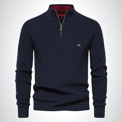 Graceful Half Zip Stand Collar Sweater For Men | Gerald