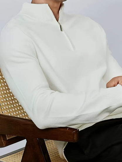 Rose Casual half-zip sweater with high collar for men | Dorian