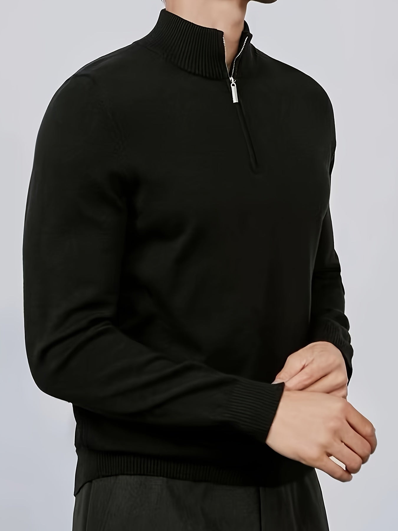 Rose Casual half-zip sweater with high collar for men | Dorian
