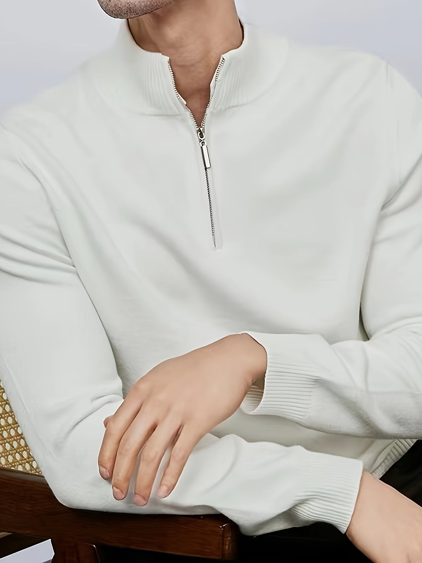 Rose Casual half-zip sweater with high collar for men | Dorian