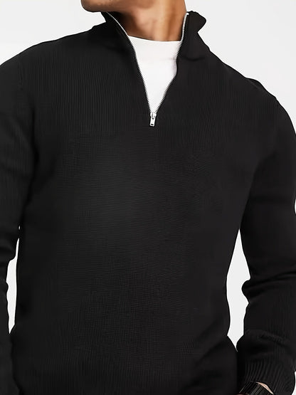 Rose Casual half-zip sweater with high collar for men | Dorian
