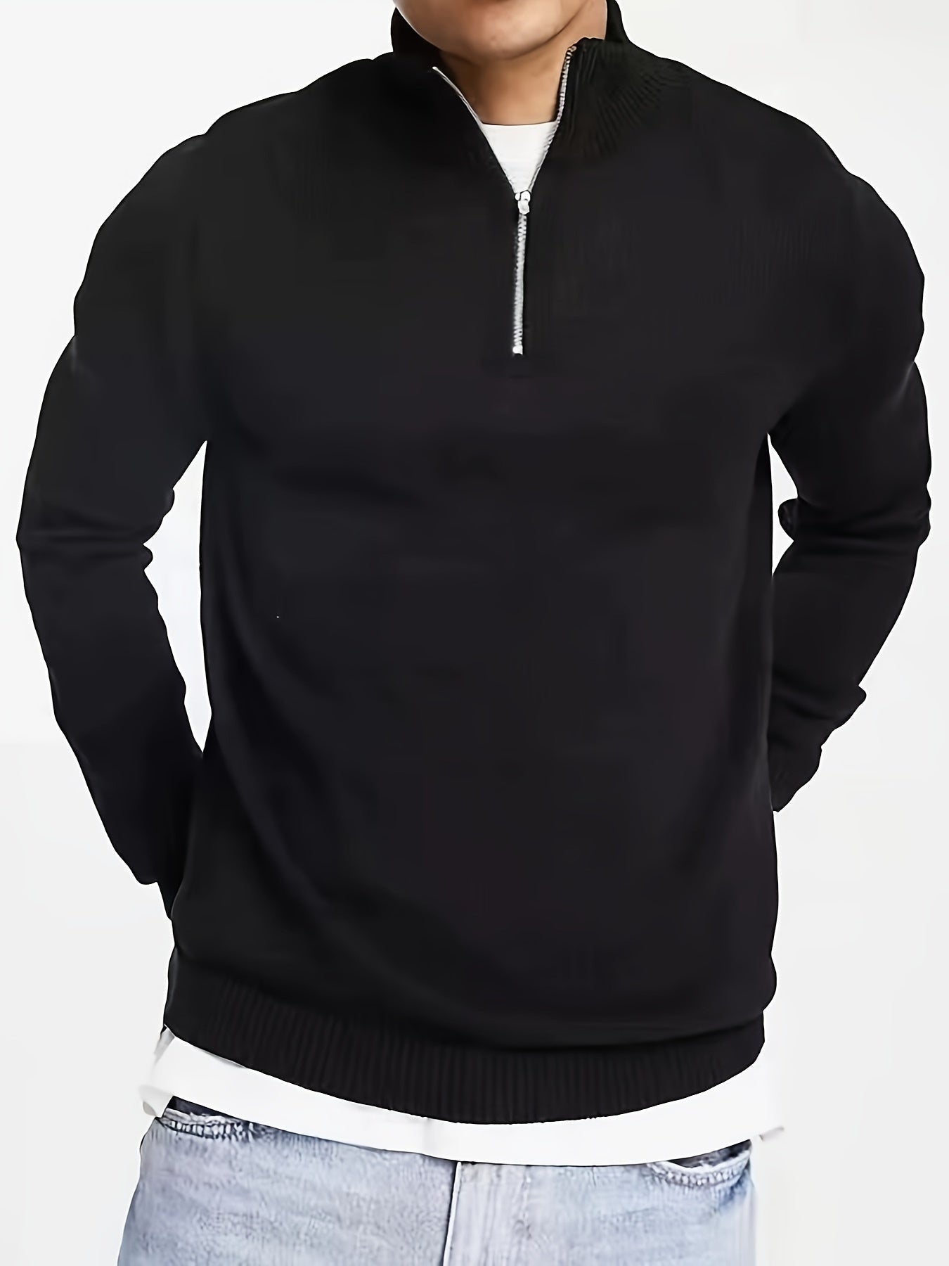 Rose Casual half-zip sweater with high collar for men | Dorian