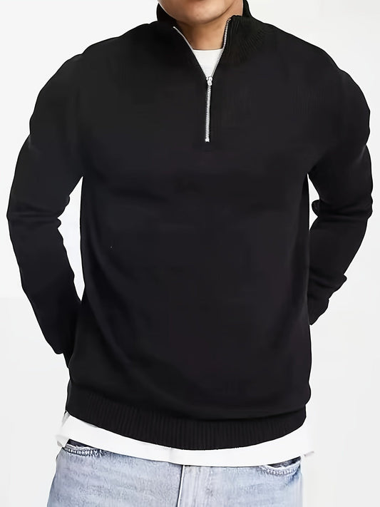Rose Casual half-zip sweater with high collar for men | Dorian