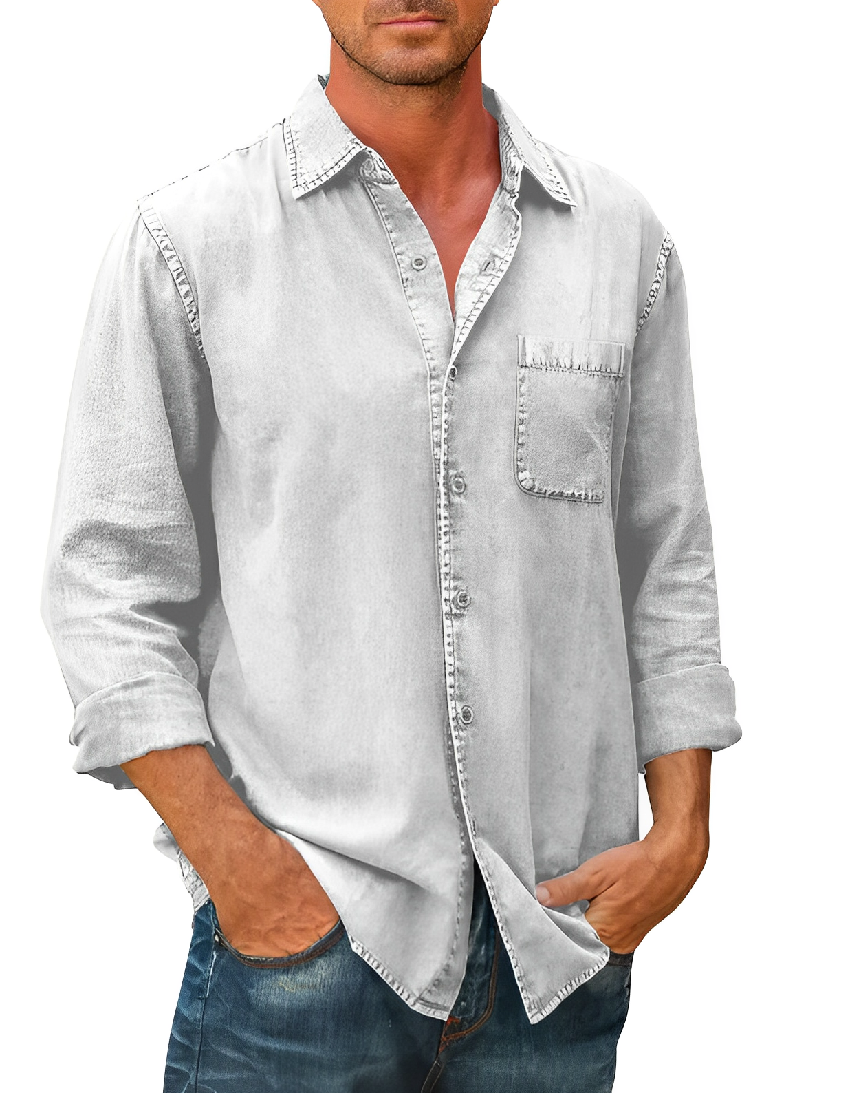 Flannel Long sleeve denim shirt for men | Mason